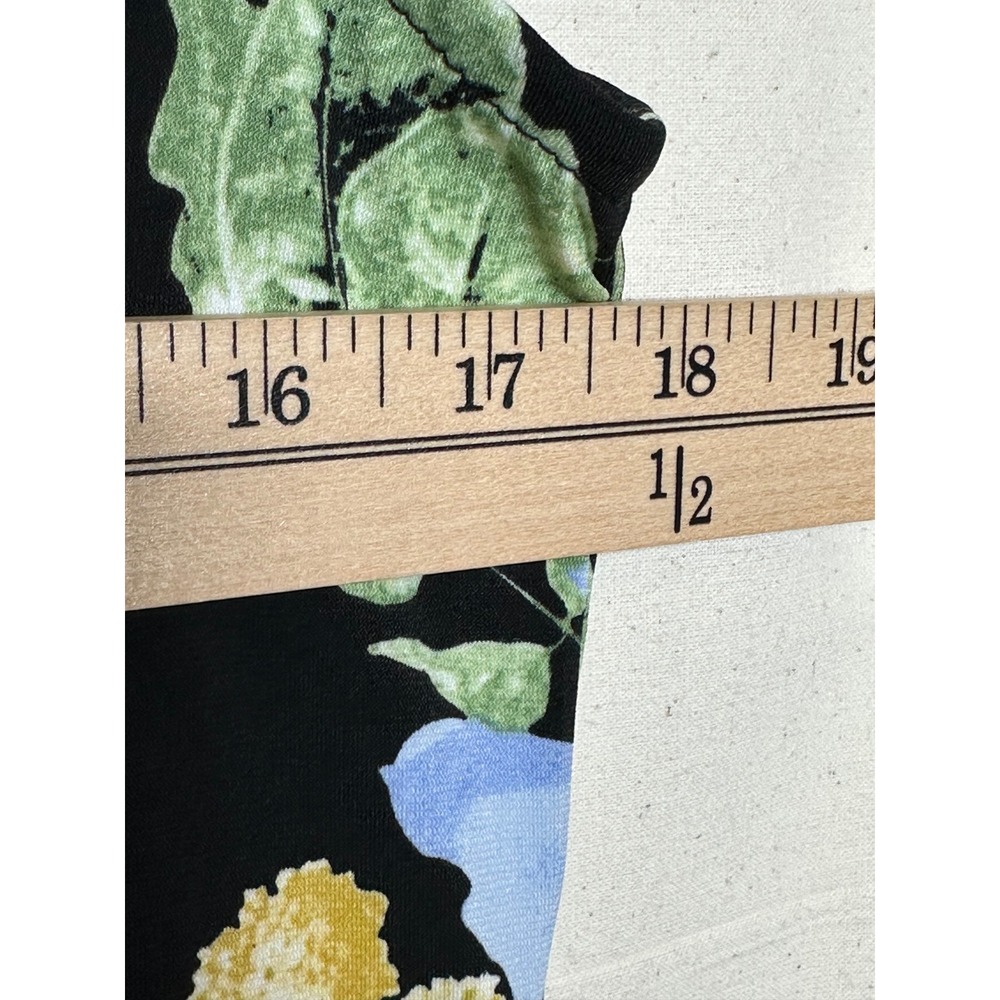 NWT Kasper Floral Print Cowl Neck Cap Sleeve Blouse size Small Black/Green - Picture 7 of 8